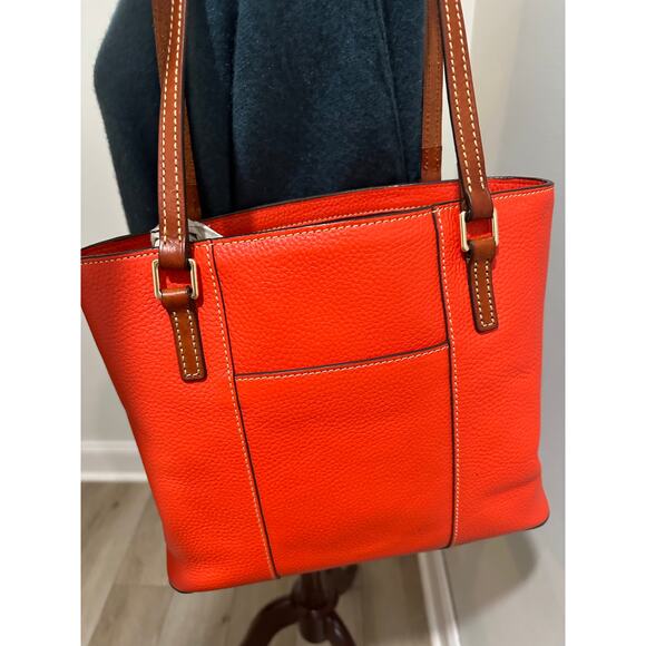 Dooney & Bourke Pebble Grain Leather Small Lexington Handbag Red Orange - Picture 8 of 9